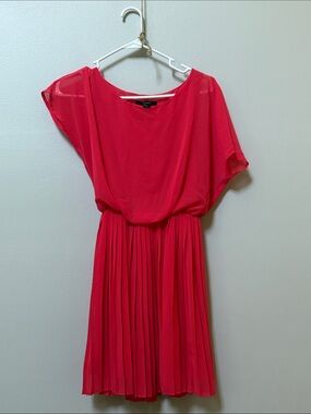 Forever 21 Bright Red Pleated Midi Dress
